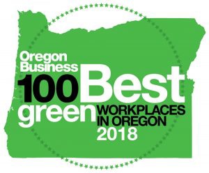 A green Oregon state shape graphic.